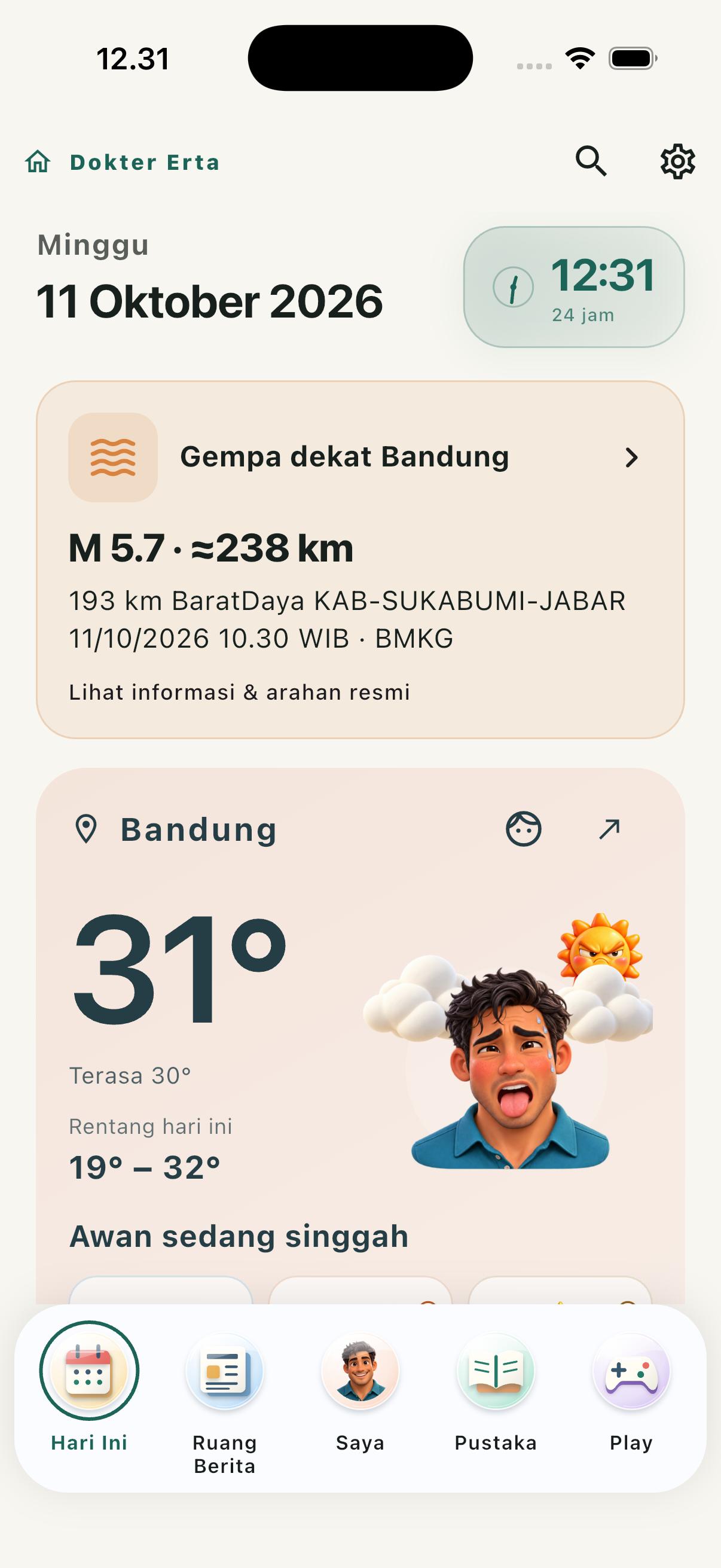 Pratinjau Hari Ini di kota Bandung dengan cuaca dan informasi lingkungan